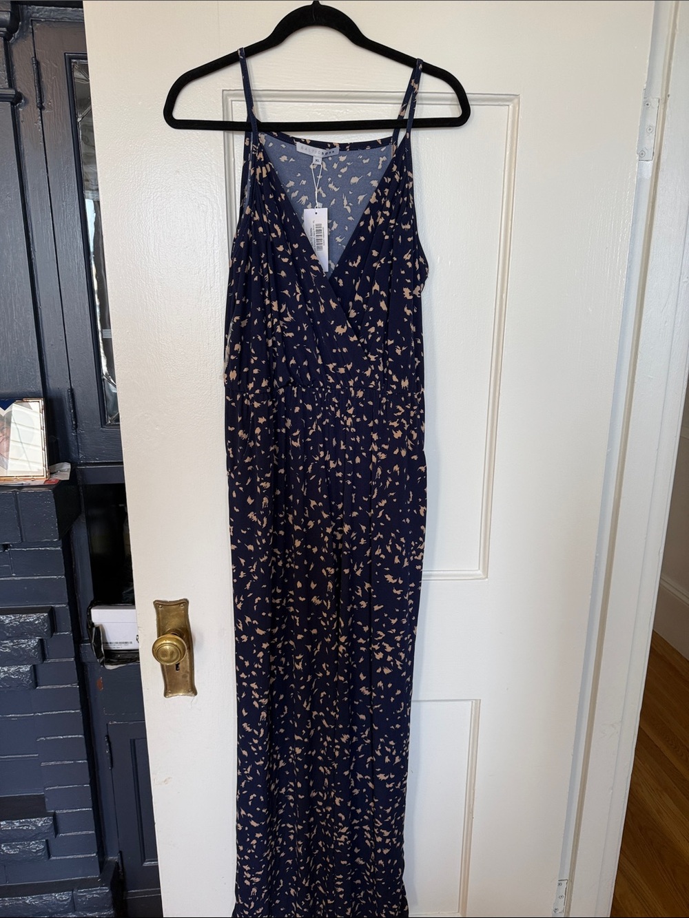 Women's Navy Jump Suit Beige Print